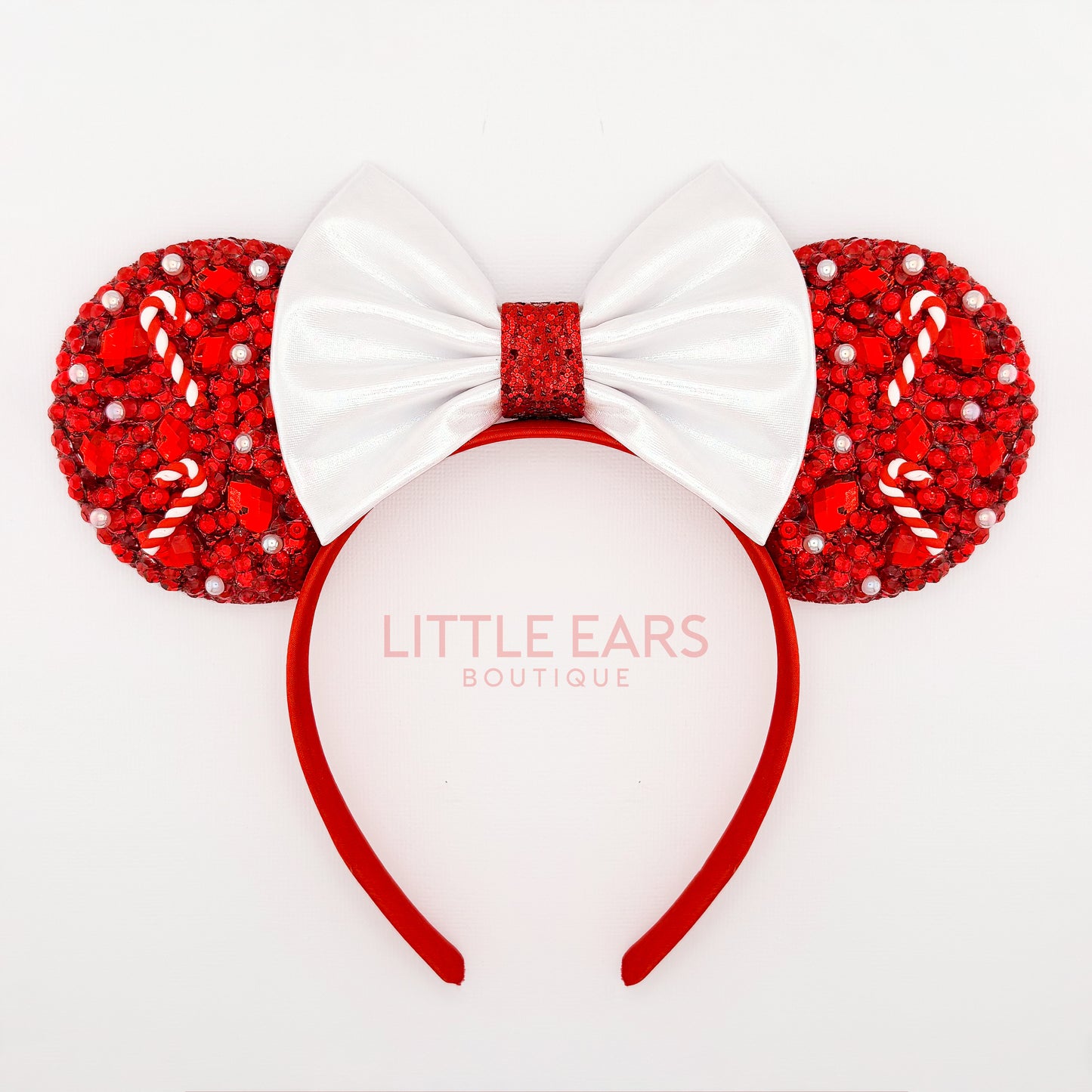 Christmas Candycane Sparkle Mickey Ears