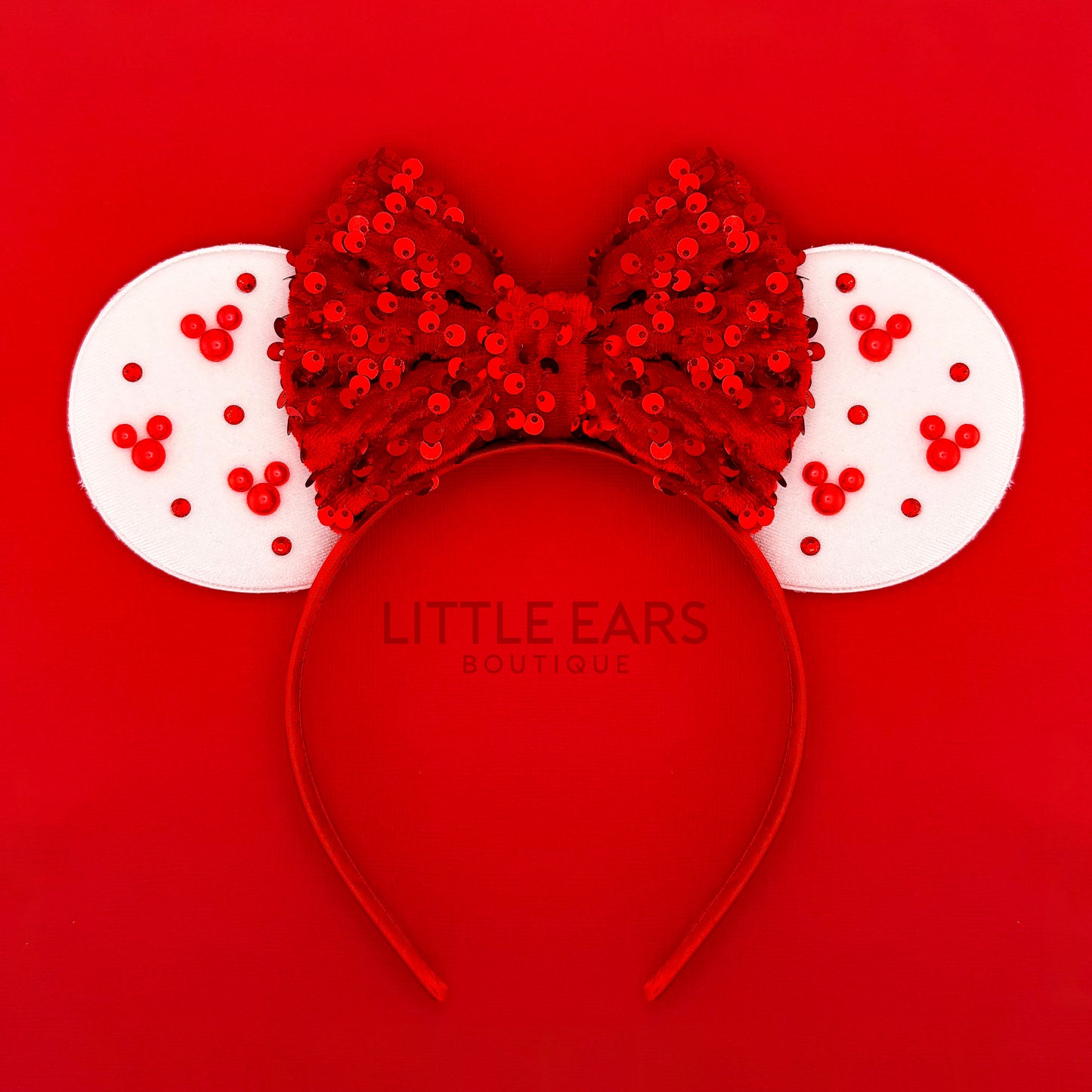 White Velvet Christmas Mickey Ears