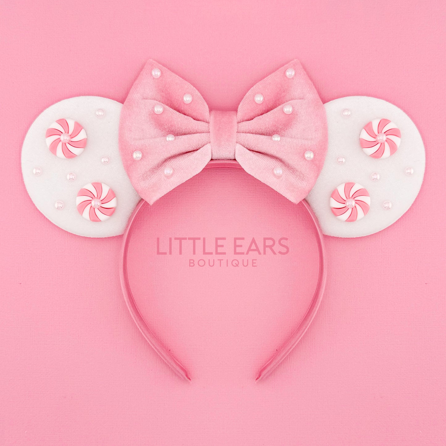 Pink Velvet Christmas Mickey Ears