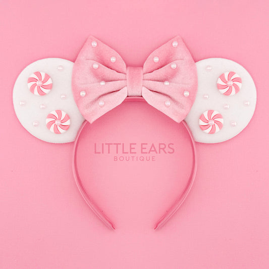 Pink Velvet Christmas Mickey Ears