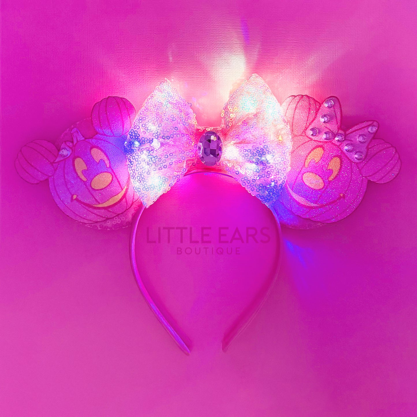 Light Up Pink Pumpkin Mickey Ears