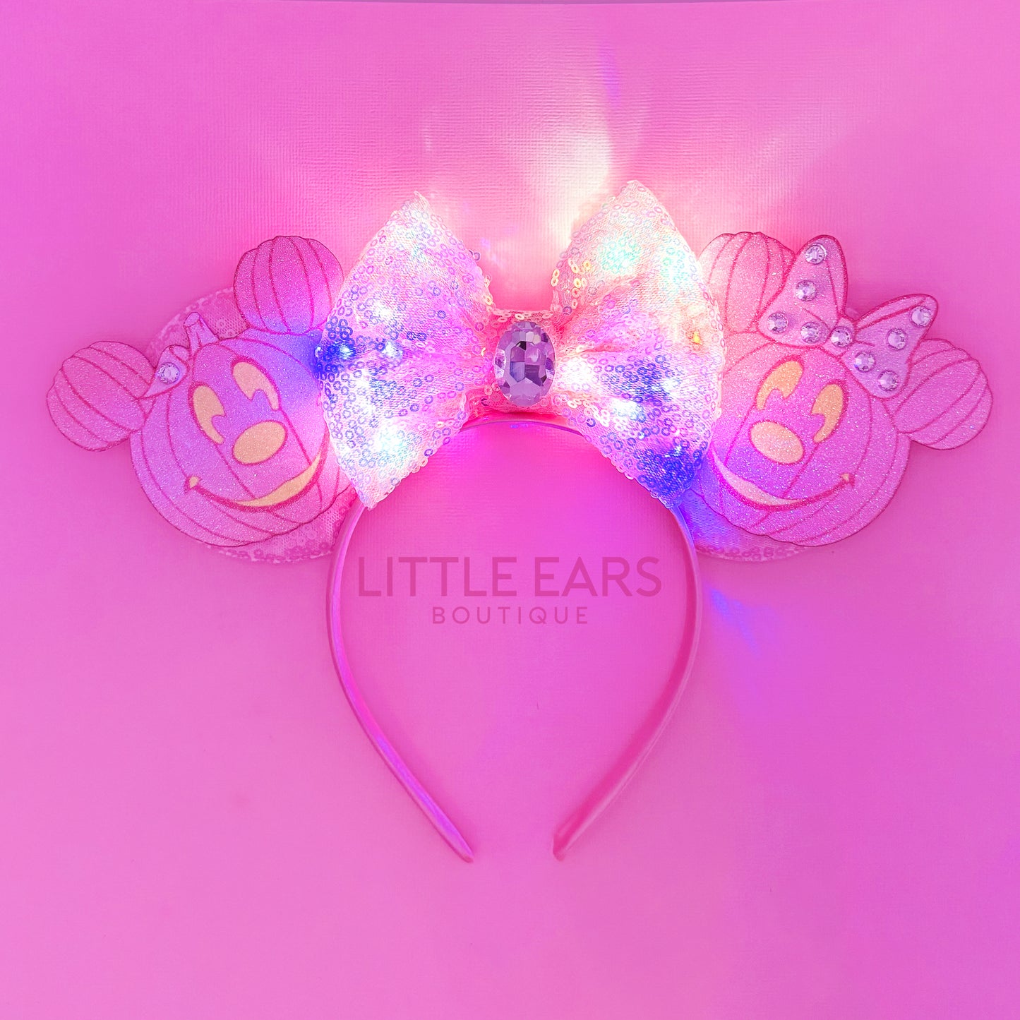 Light Up Pink Pumpkin Mickey Ears