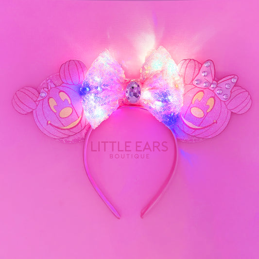 Light Up Pink Pumpkin Mickey Ears