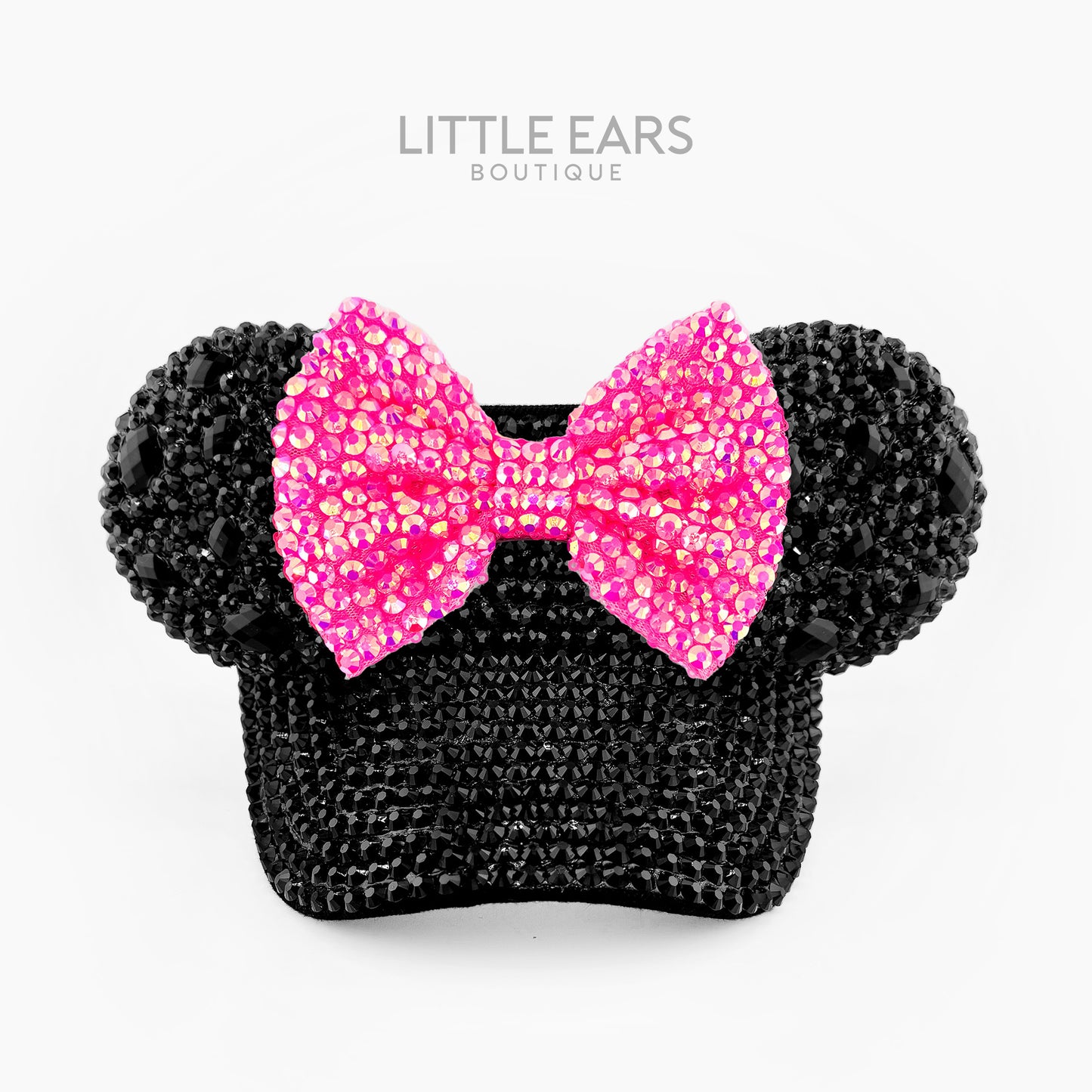 Shiny Hot Pink Bow on Deep Black Visor