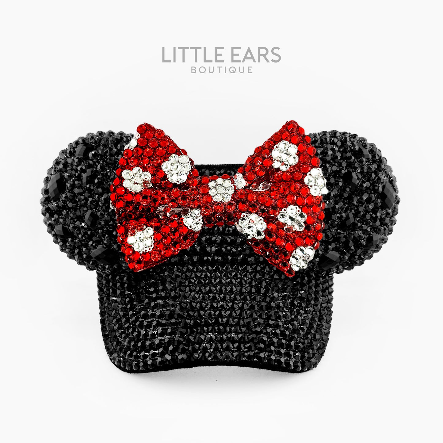 Shiny Minnie Bow on Deep Black Visor