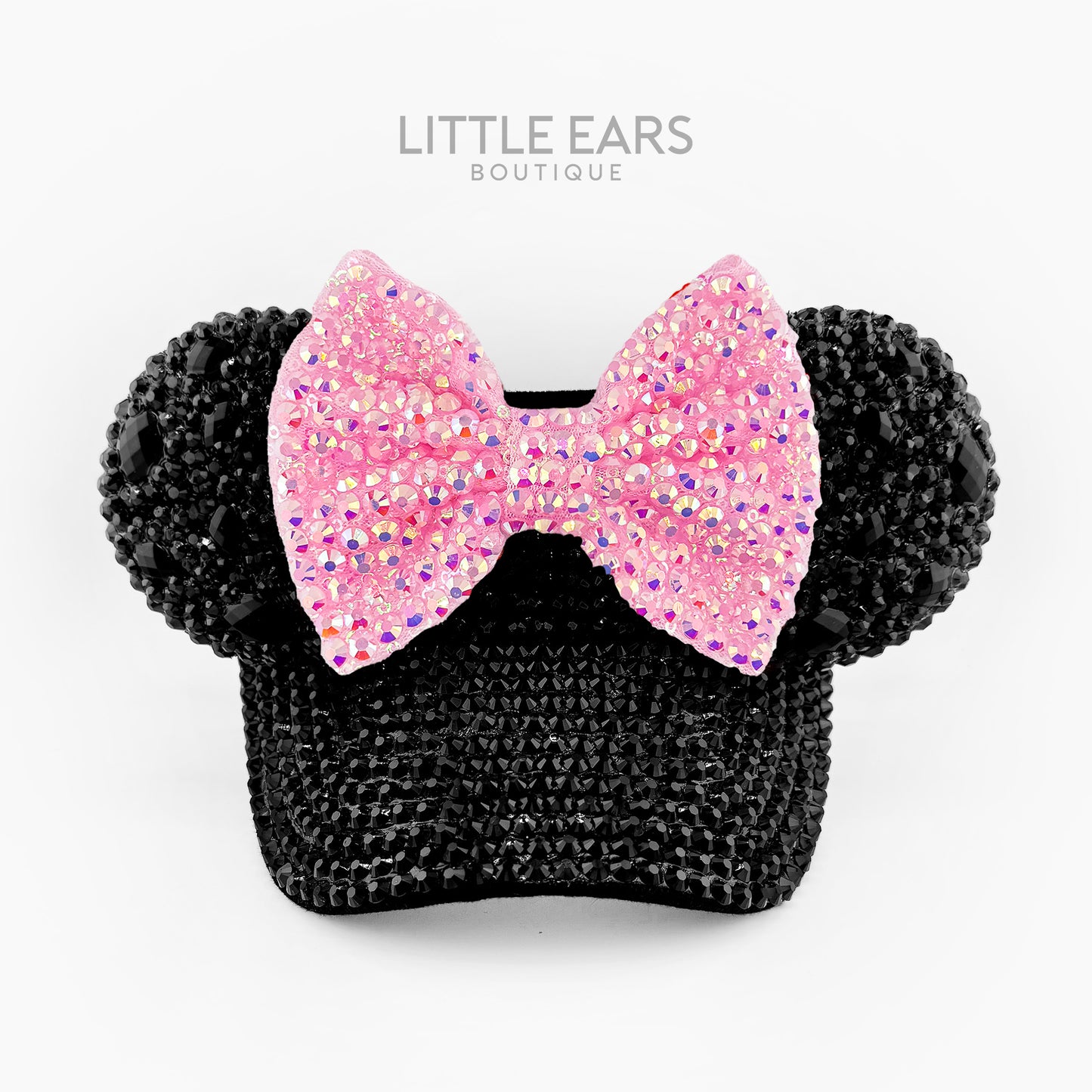 Shiny Light Pink Bow on Deep Black Visor