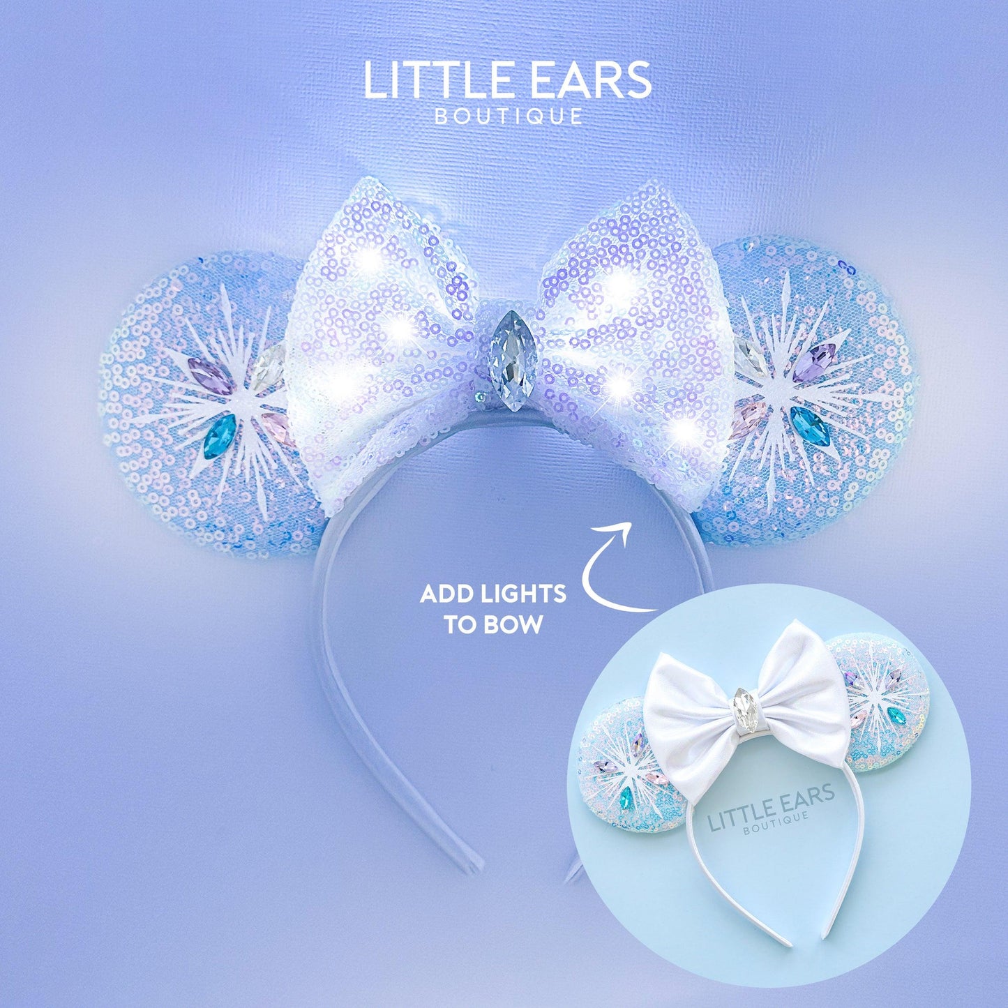 Add Lights to Any Bow- mickey ears disney headband mouse