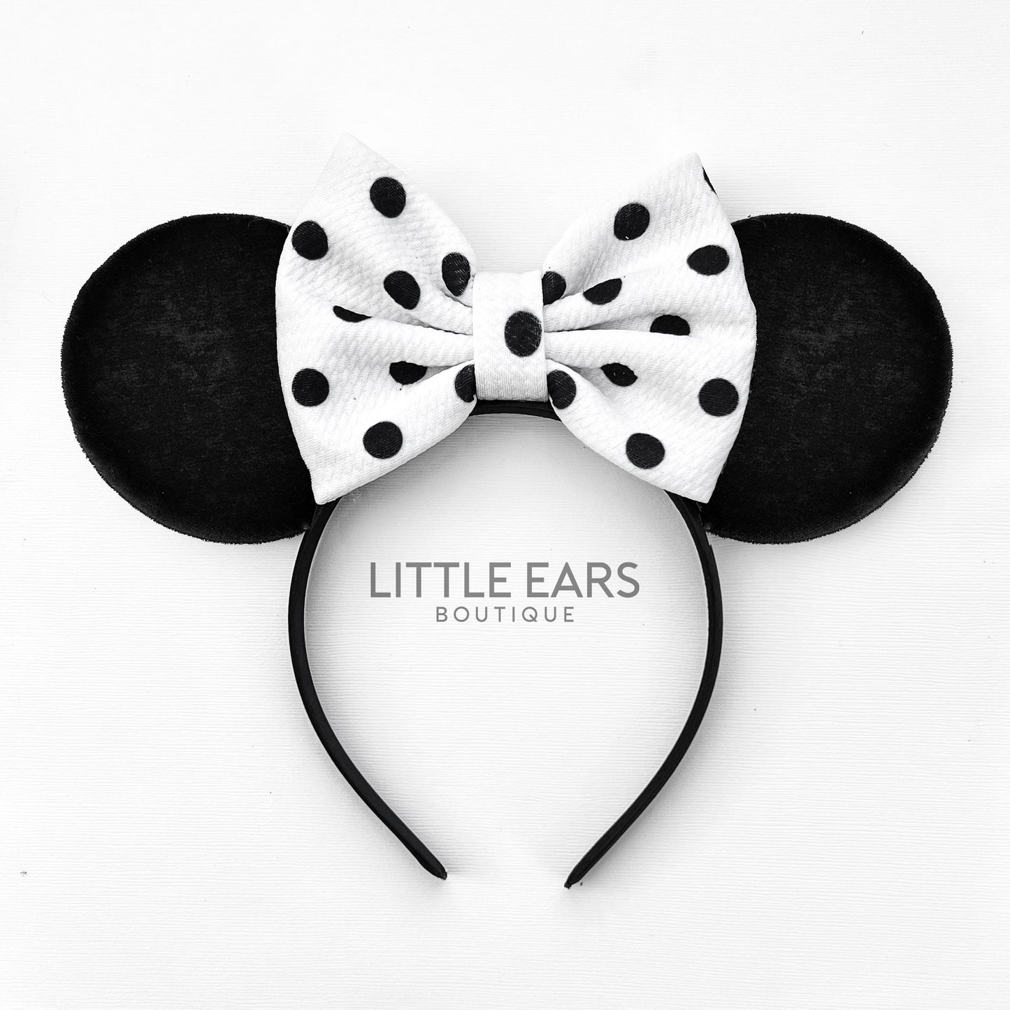 Black Dotted Bow Mickey Ears - mickey ears - disney ears - mouse ears headband - little ears boutique