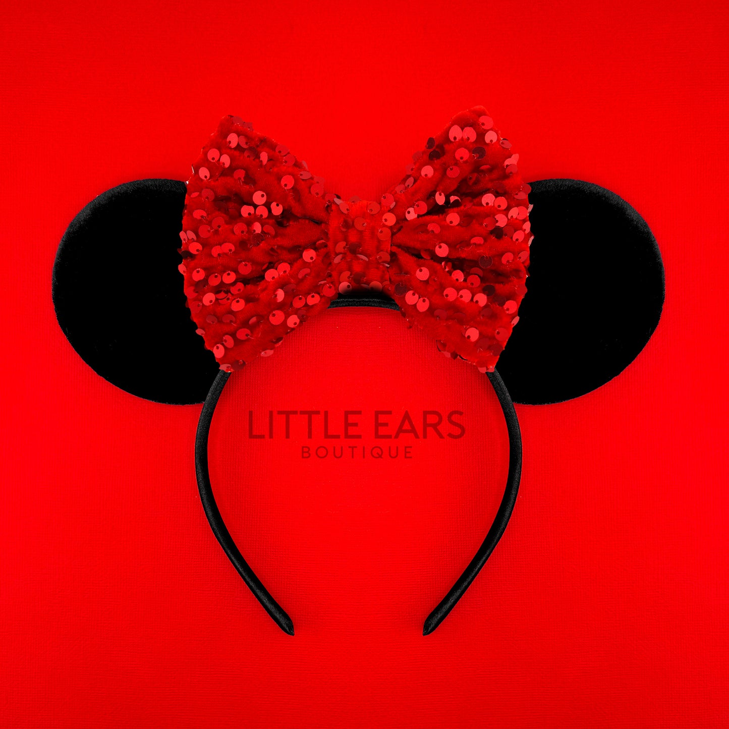 Red Bow & Black Velvet Mickey Ears