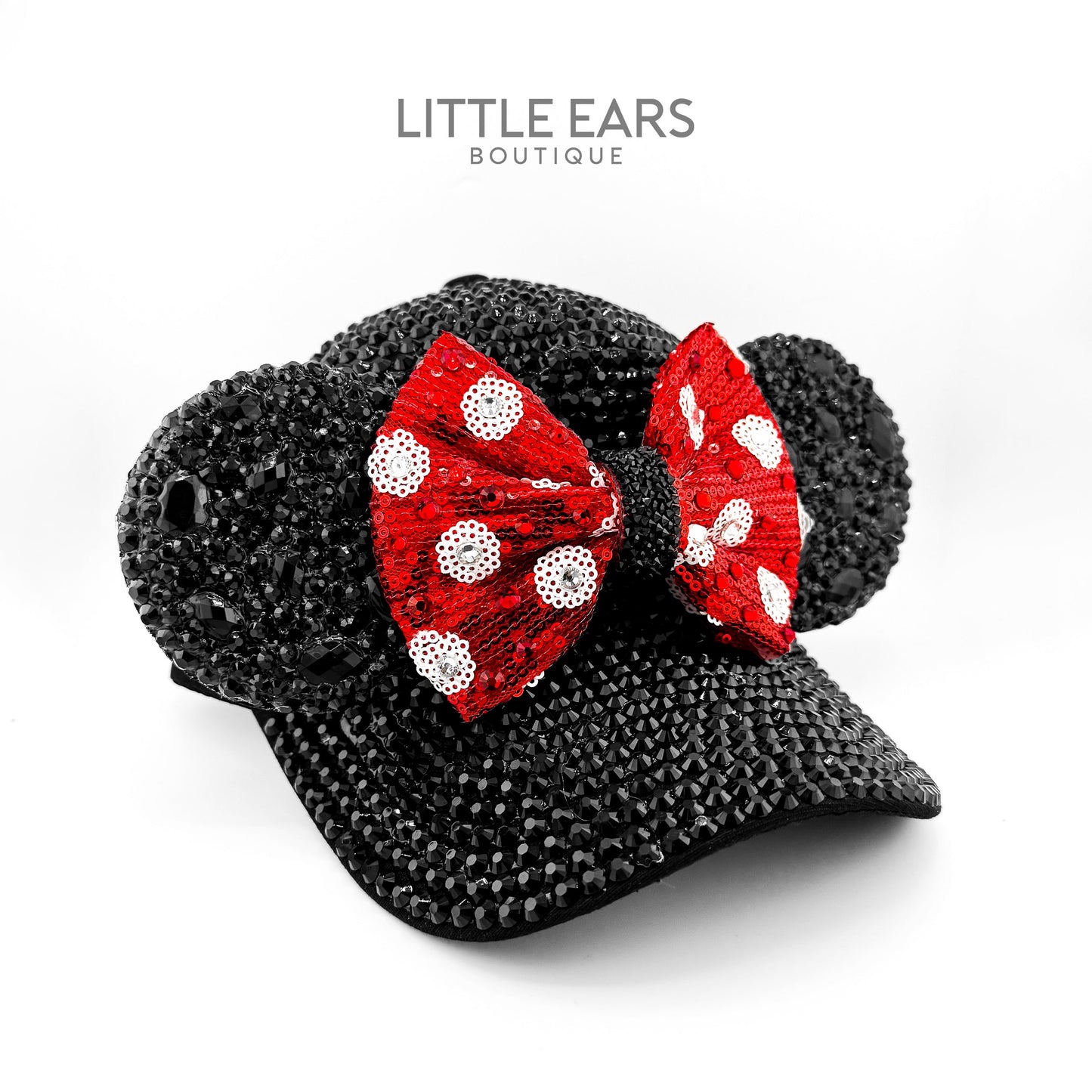Black Sparkle Minnie Hat - mickey ears - disney ears - mouse ears headband - little ears boutique