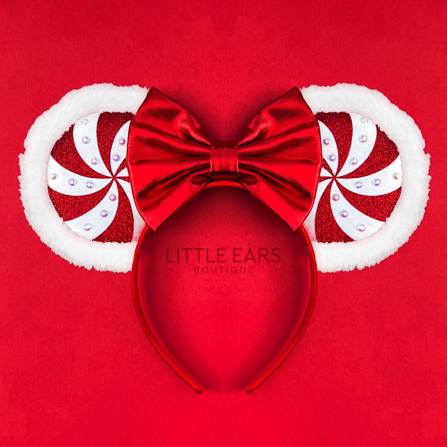 Candycane Mickey Ears - mickey ears - disney ears - mouse ears headband - little ears boutique