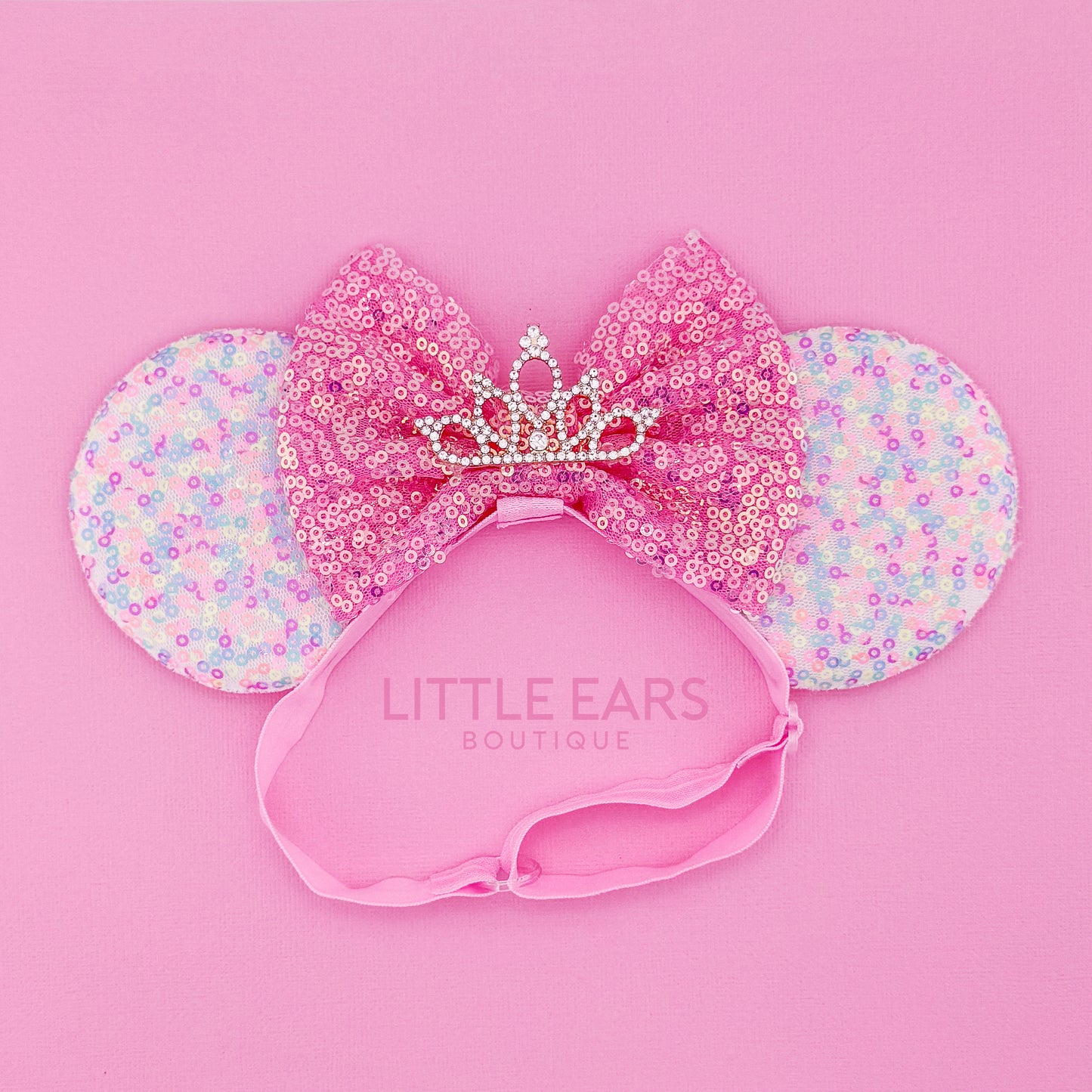 Confetti Pink Crown Elastic Ears