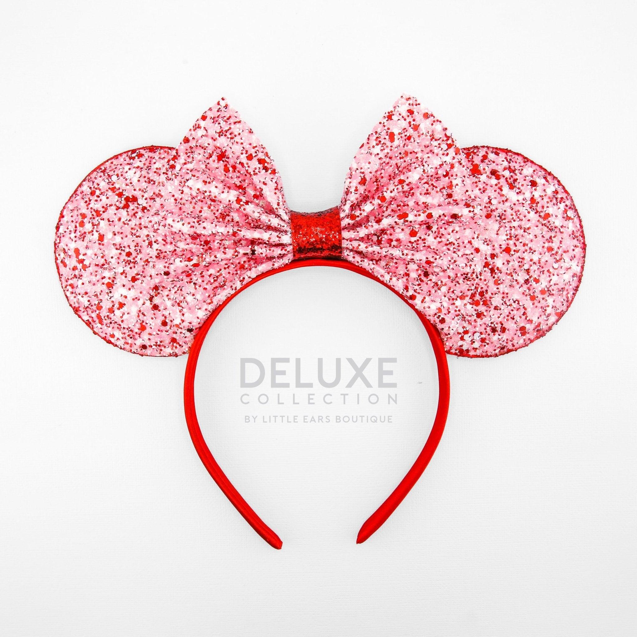  Seamoy Sequin Stitch Minnie Ears Headband, Pink Stitch Ears,  Park ears Princess, Sparkle Rose Gold Classic Red Mickey Ears Mouse Ears  Headband for Women Girls (Lilo & Stitch Pink) : Clothing