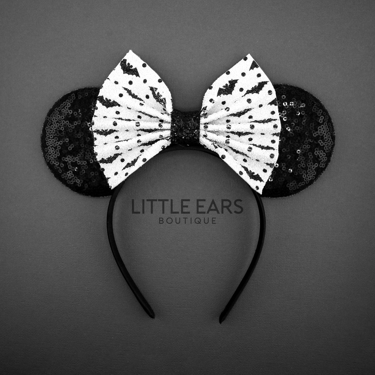 Glitter Bats Bow Mickey Ears- mickey ears disney headband mouse