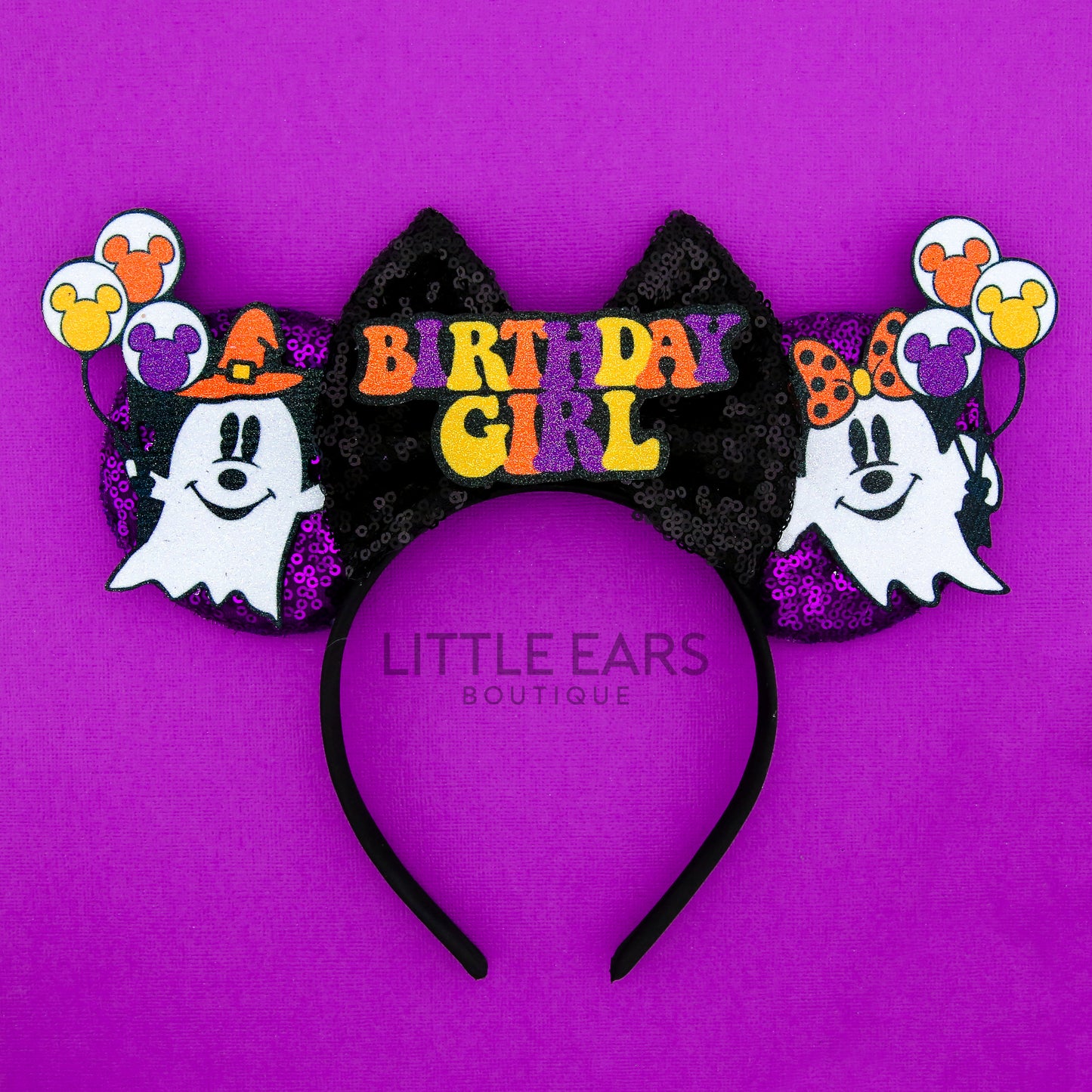 Halloween Birthday Ears - Little Ears Boutique - Handmade Theme Park Inspired Birthday Mickey Ears Headband