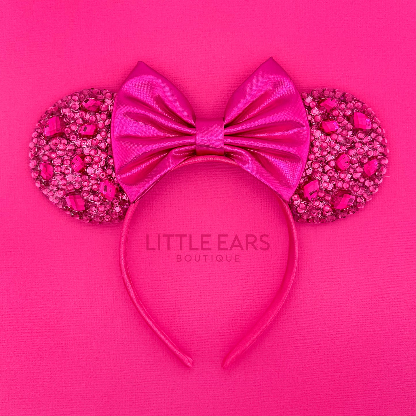 Hot Pink Sparkle Ears - Little Ears Boutique - Handmade Theme Park Inspired Mickey Ears Headband - Valentine's Day Mouse Ears