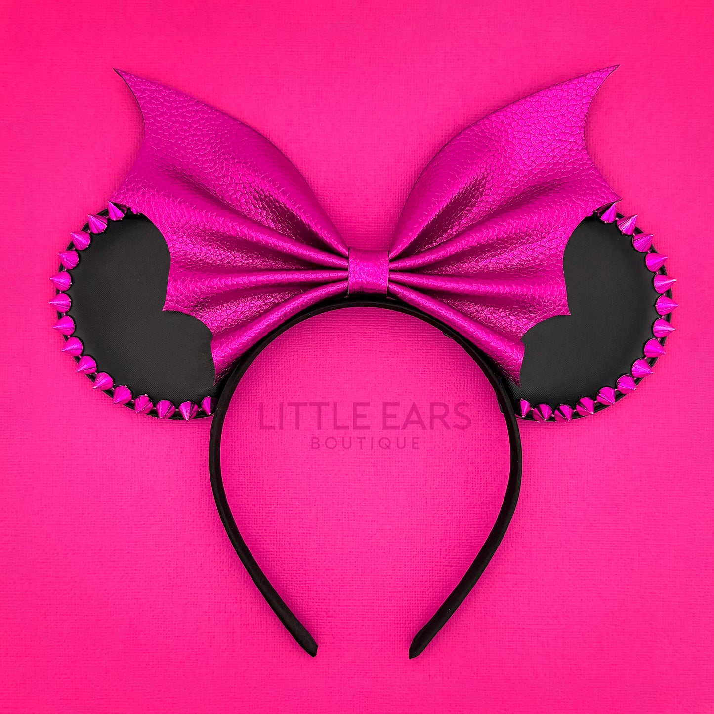 LIMITED EDITION - Hot Pink Bat Bow Spikes Mickey Ears