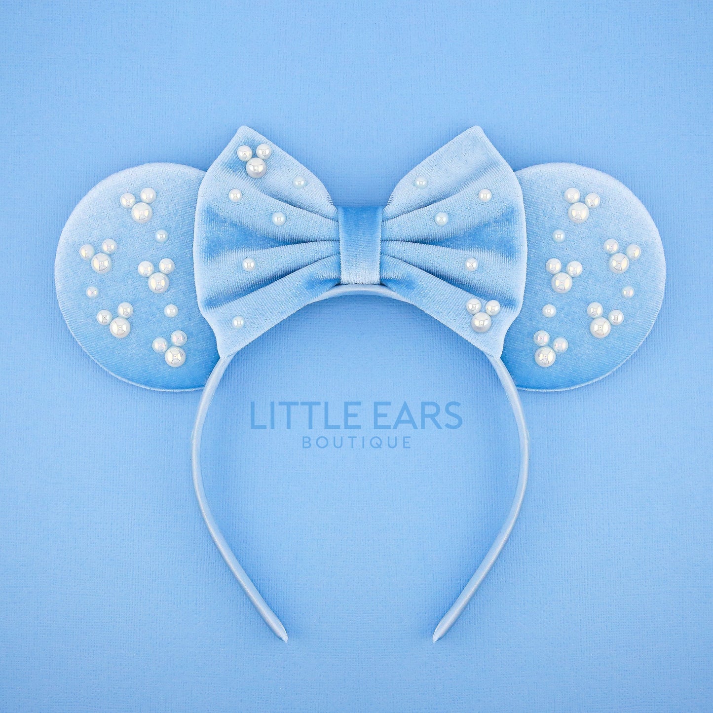 Light Blue Pearls Mickey Ears- mickey ears disney headband mouse