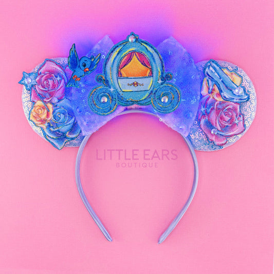 Light Up Cinderella Mickey Ears - mickey ears - disney ears - mouse ears headband - little ears boutique