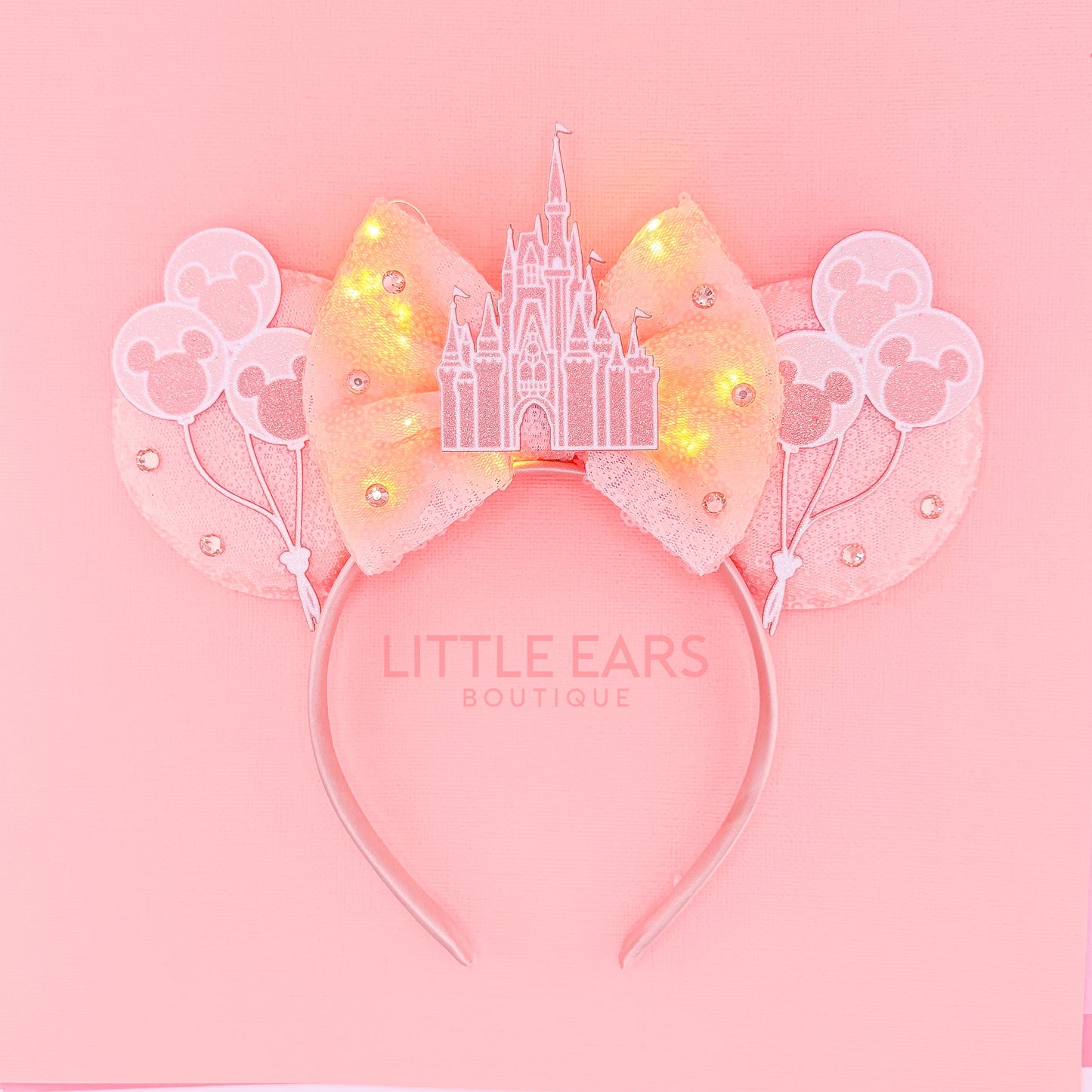 Light Up Rose Gold Castle Mickey Ears - mickey ears - disney ears - mouse ears headband - little ears boutique