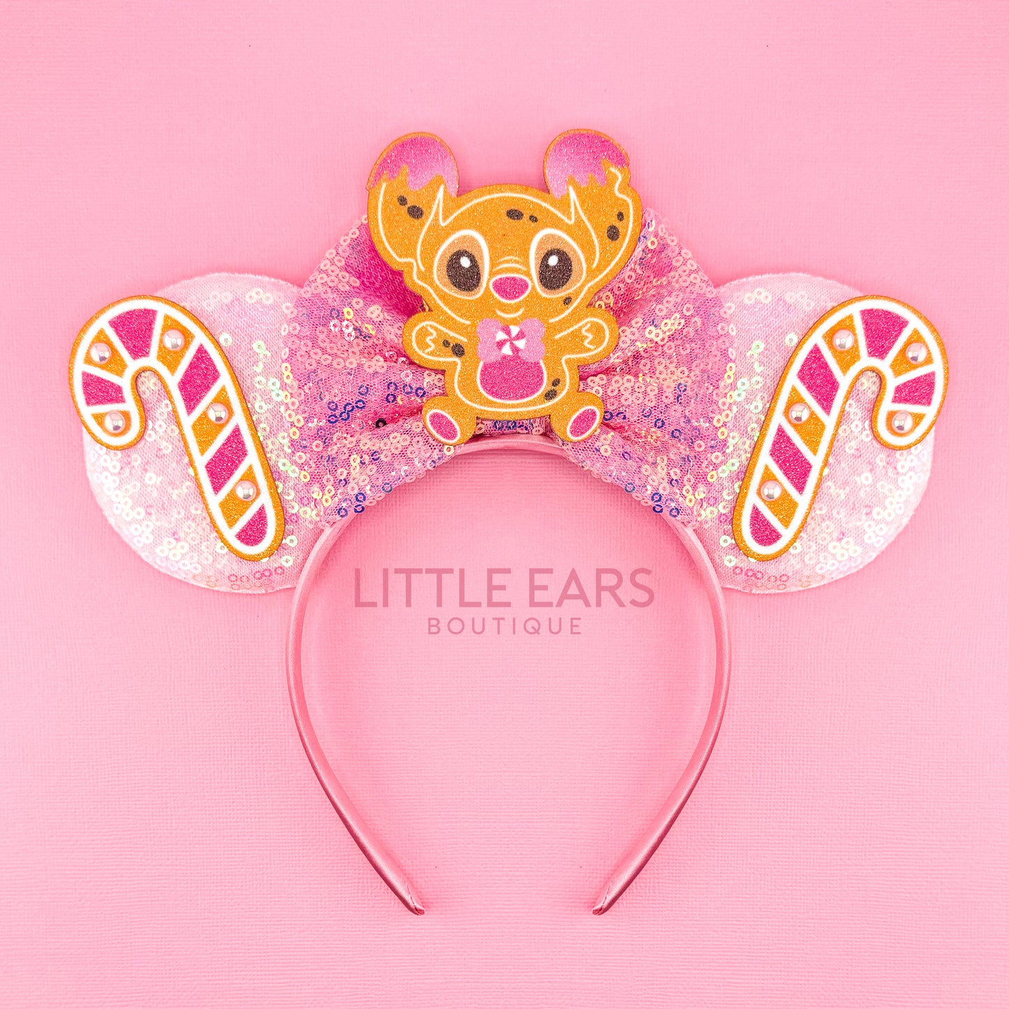 Pink Stitch Gingerbread Mickey Ears