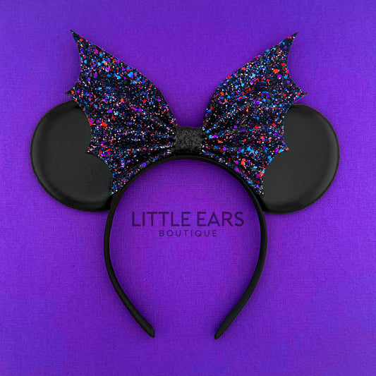 LAST CHANCE -  Bat Glitter Bow Mickey Ears