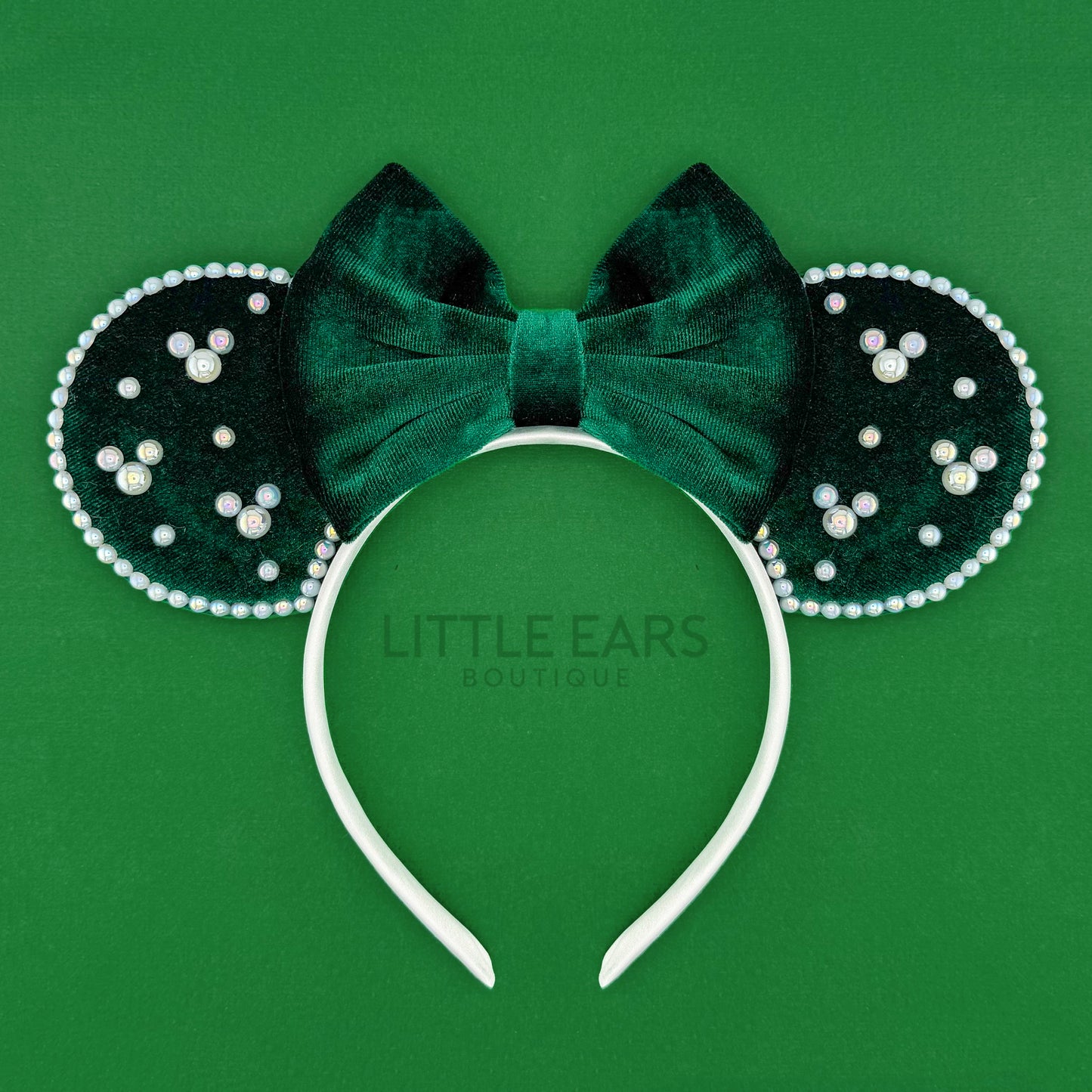 Green Velvet & Pearls Mickey Ears