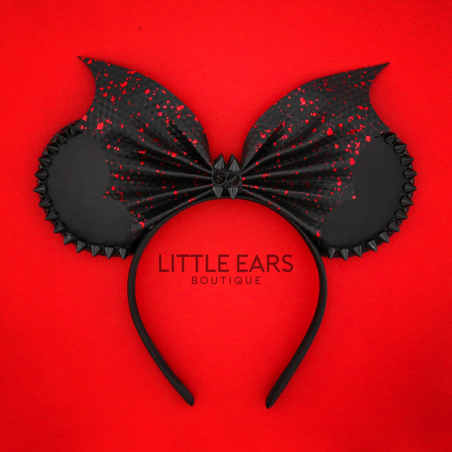 Red Bat Bow Spikes Mickey Ears