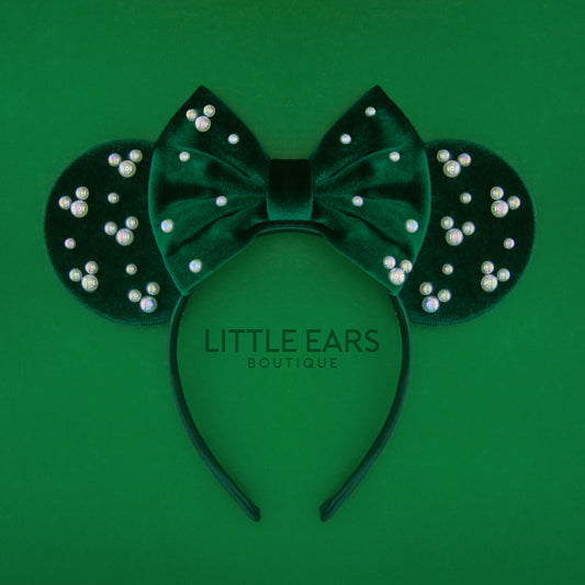 Forest Green Pearls Mickey Ears