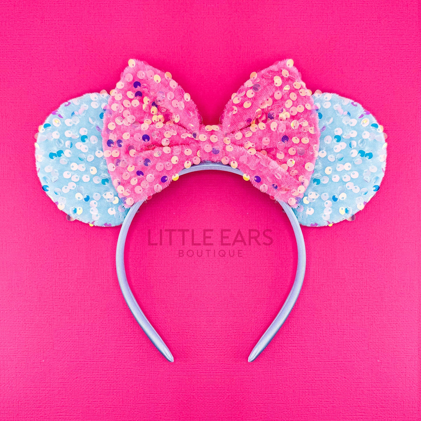 New Hot Pink & Blue Sequin Mickey Ears - mickey ears - disney ears - mouse ears headband - little ears boutique