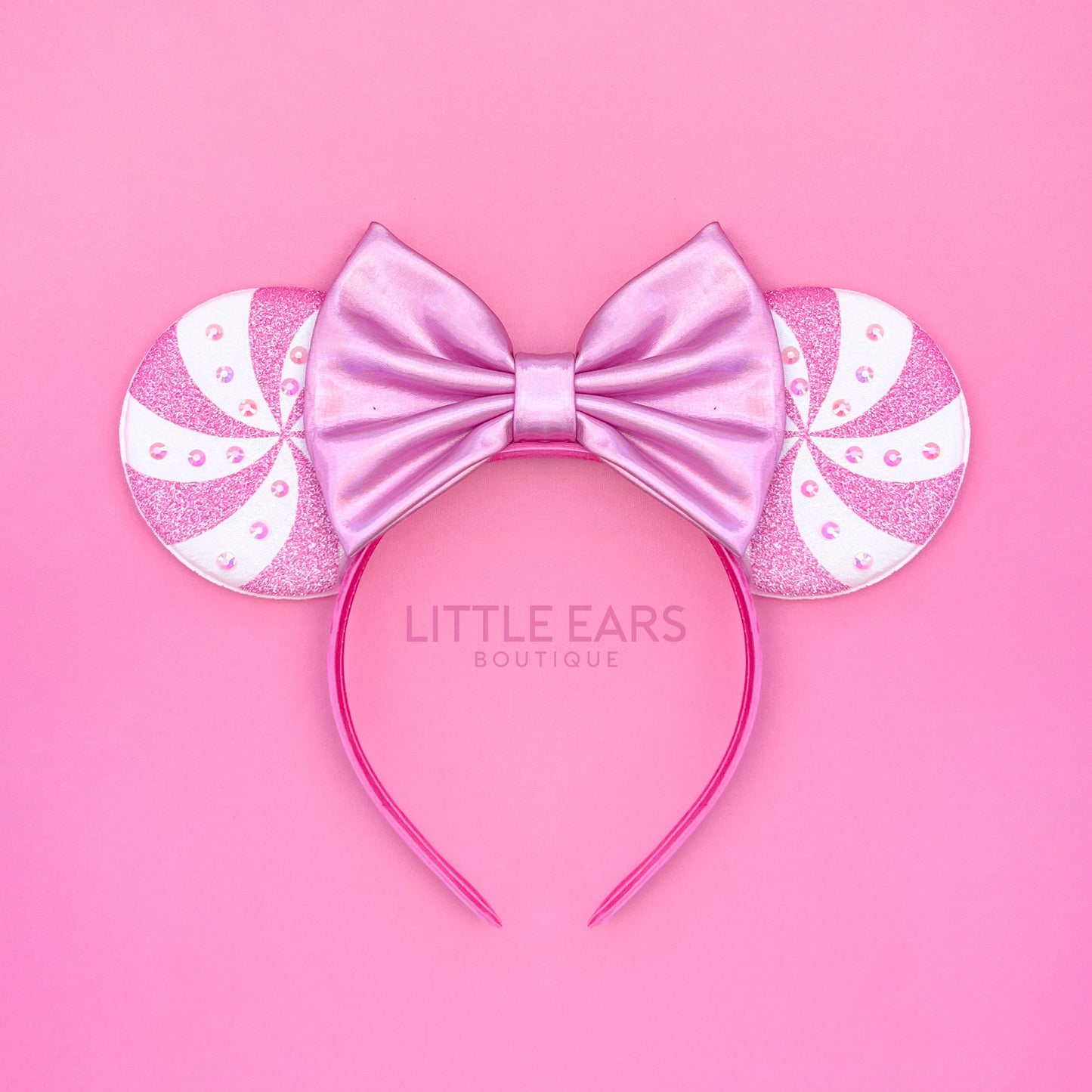 Pink Candycane Mickey Ears - mickey ears - disney ears - mouse ears headband - little ears boutique