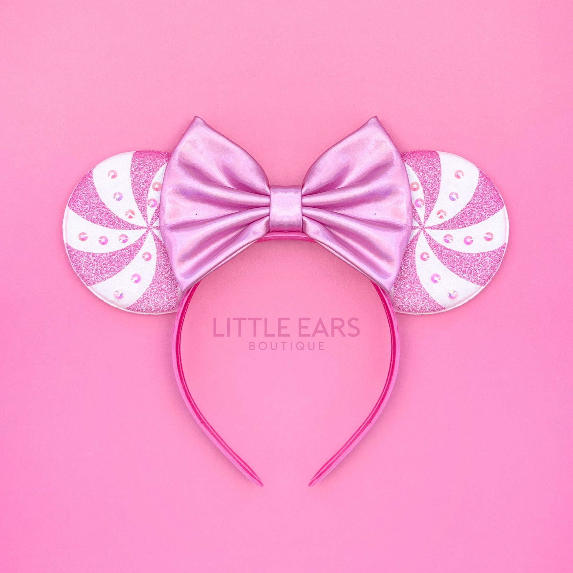 Pink Candycane Mickey Ears - mickey ears - disney ears - mouse ears headband - little ears boutique