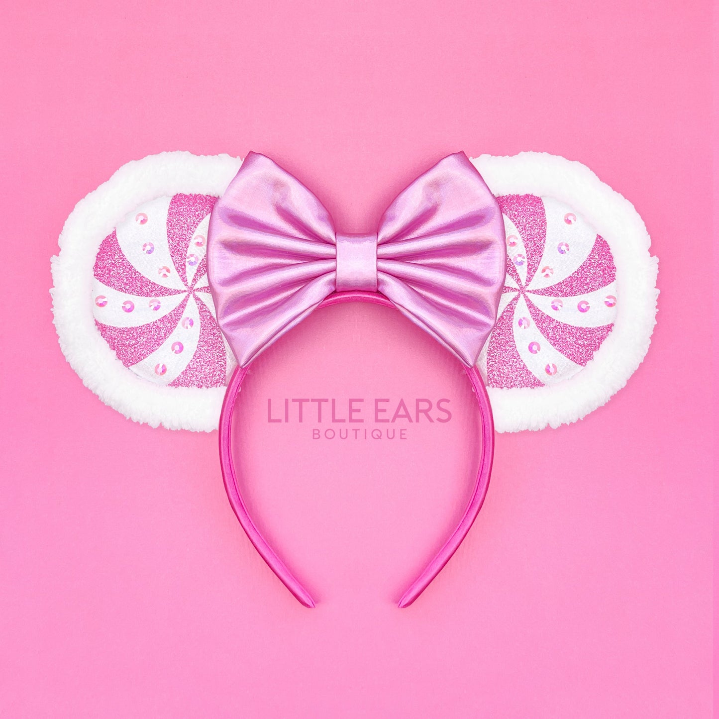 Pink Candycane Mickey Ears - mickey ears - disney ears - mouse ears headband - little ears boutique