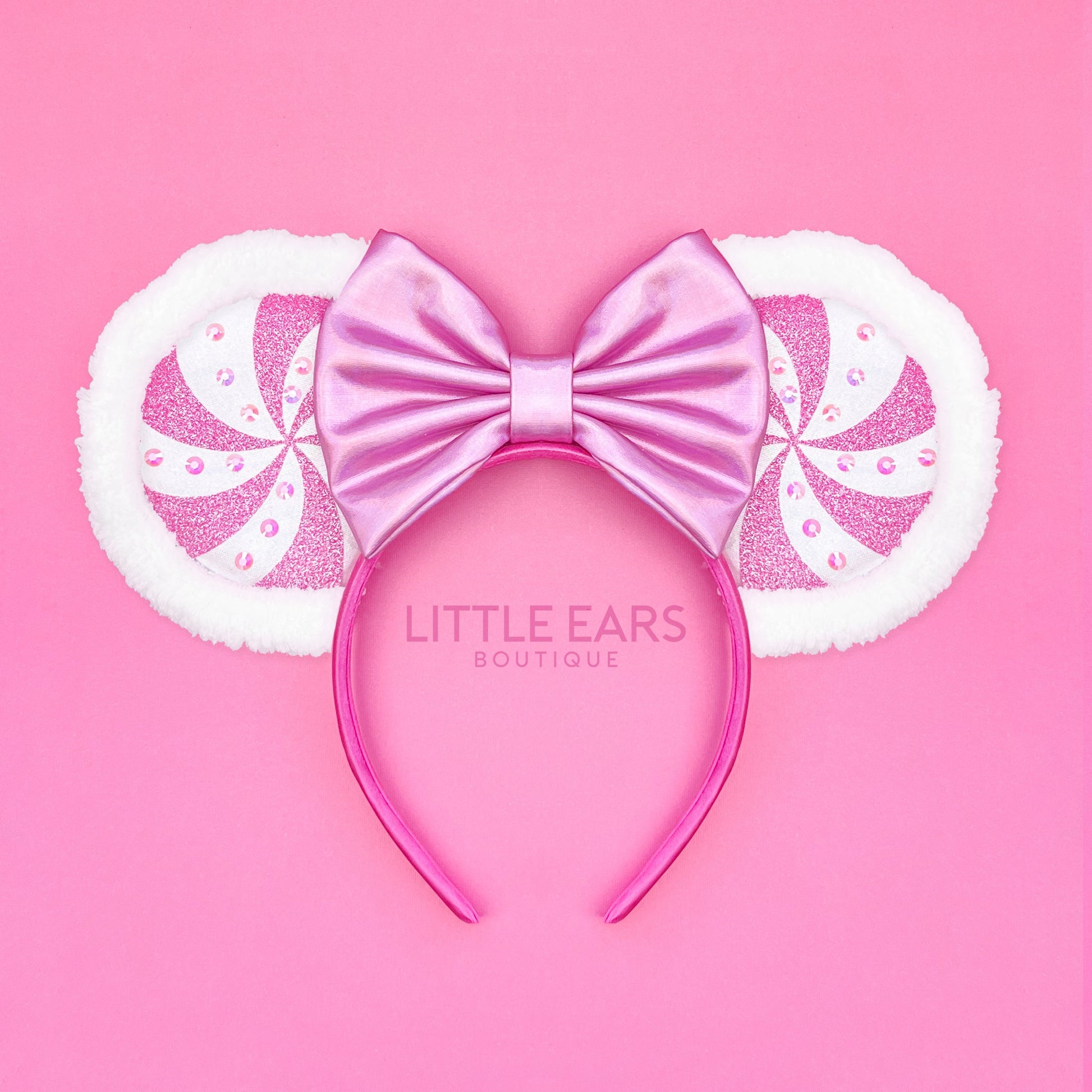 Pink Candycane Mickey Ears - mickey ears - disney ears - mouse ears headband - little ears boutique