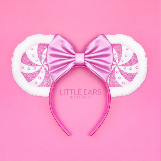 Pink Candycane Mickey Ears - mickey ears - disney ears - mouse ears headband - little ears boutique