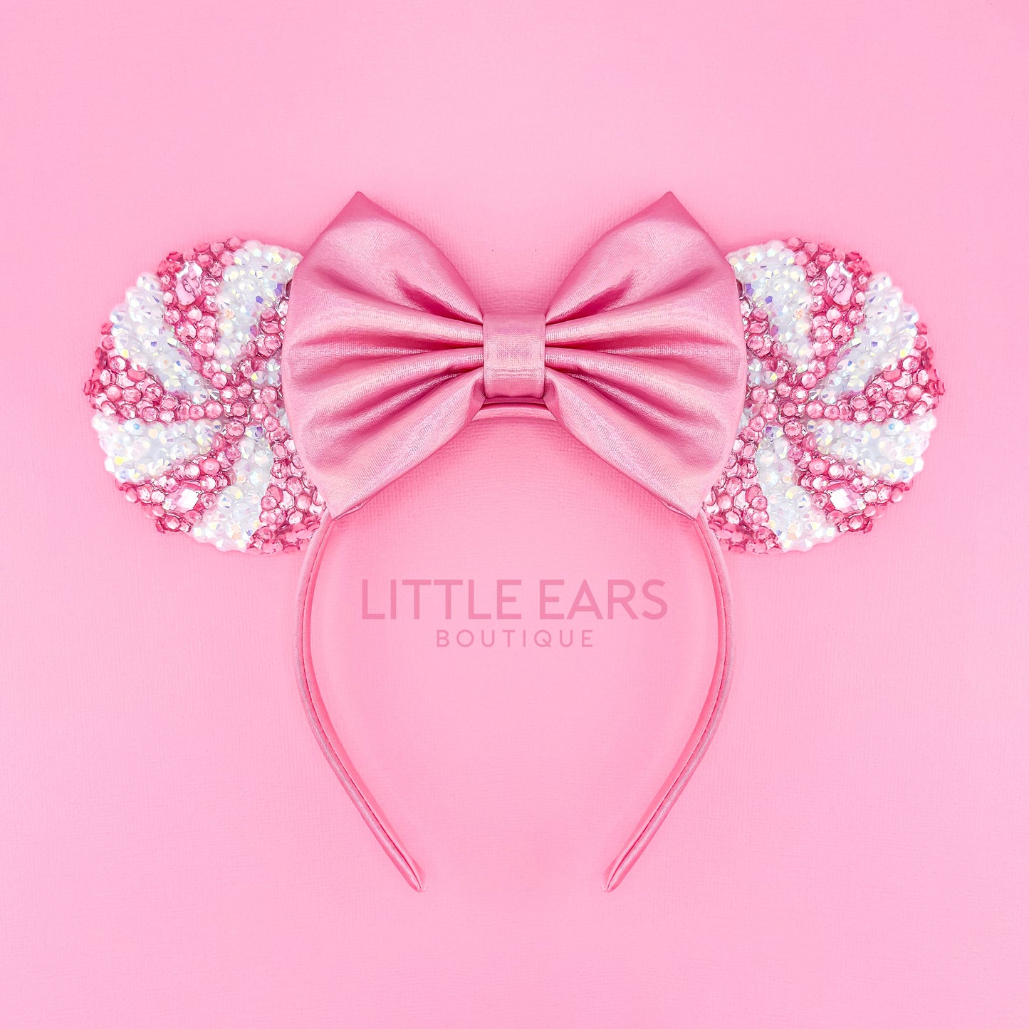 Pink Candycane Sparkle Mickey Ears - mickey ears - disney ears - mouse ears headband - little ears boutique