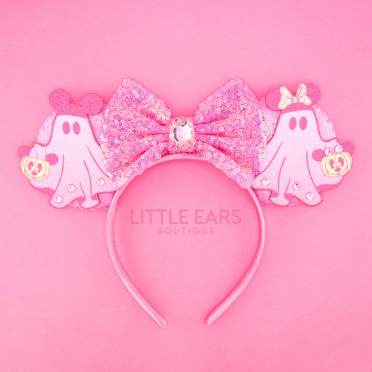 Pink Ghosts Halloween Mickey Ears - mickey ears - disney ears - mouse ears headband - little ears boutique