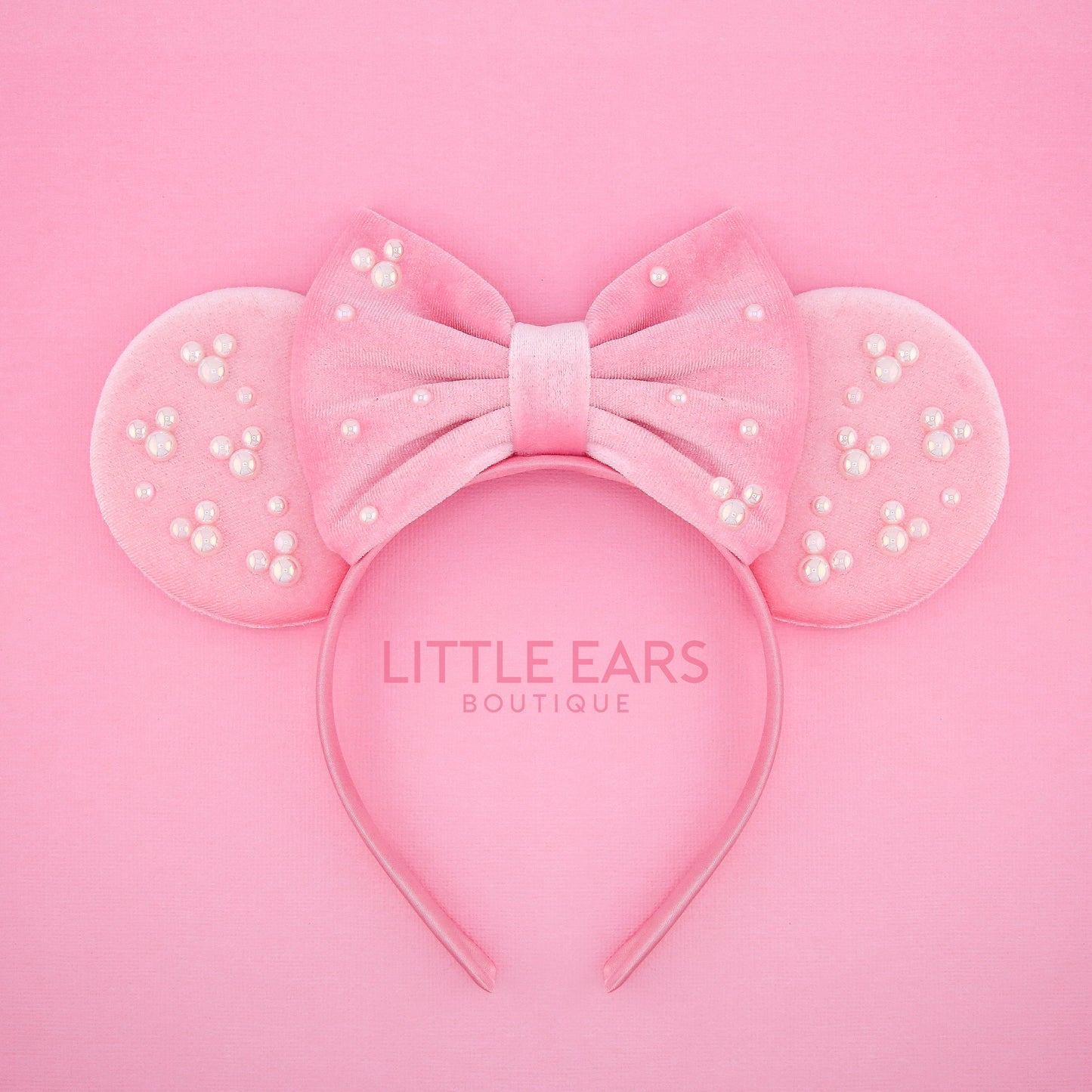 Pink Pearls Ears - Little Ears Boutique - Handmade Theme Park Inspired Mickey Ears Headband - Valentine's Day Mouse Ears
