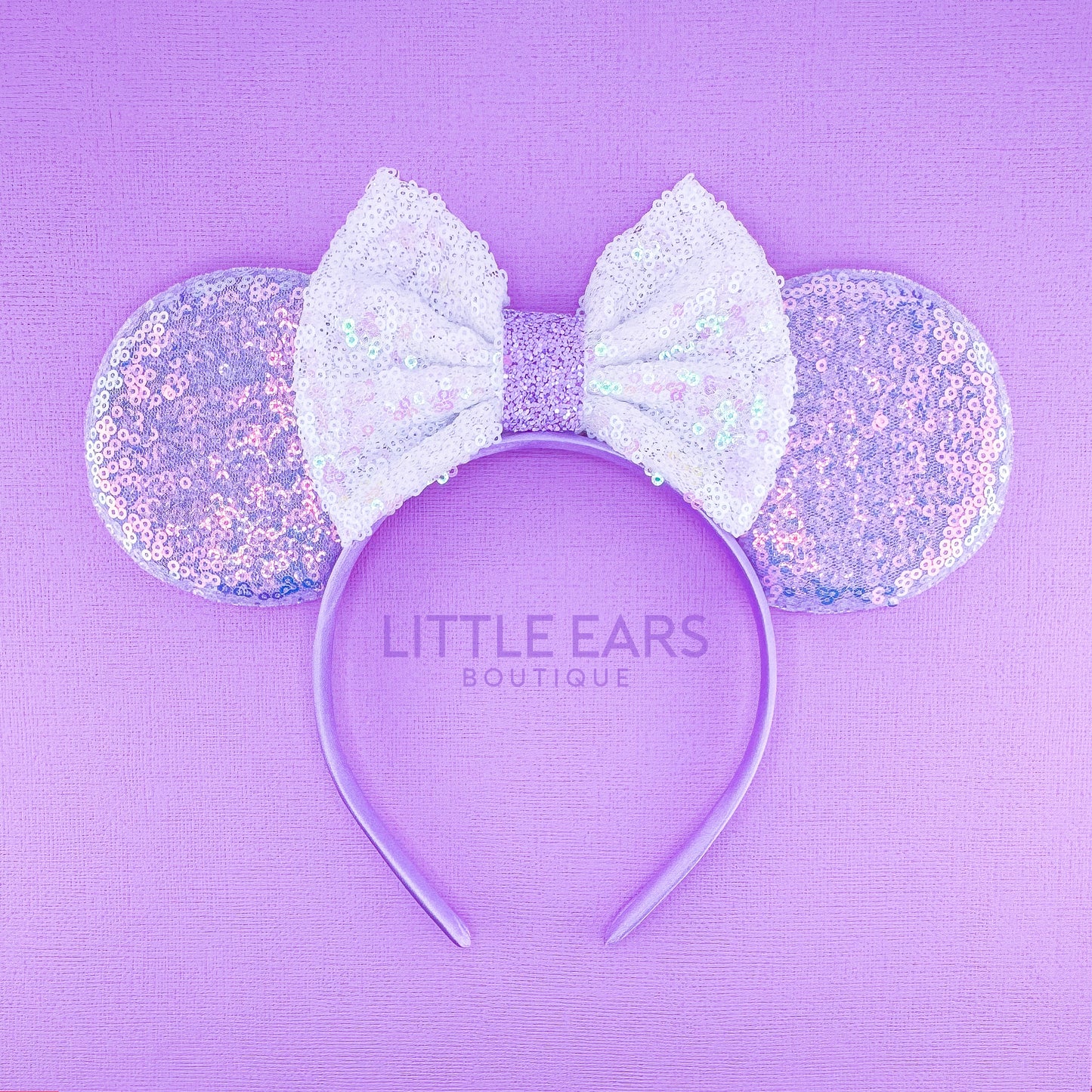 Purple & White Bow Iridescent Mickey Ears - mickey ears - disney ears - mouse ears headband - little ears boutique