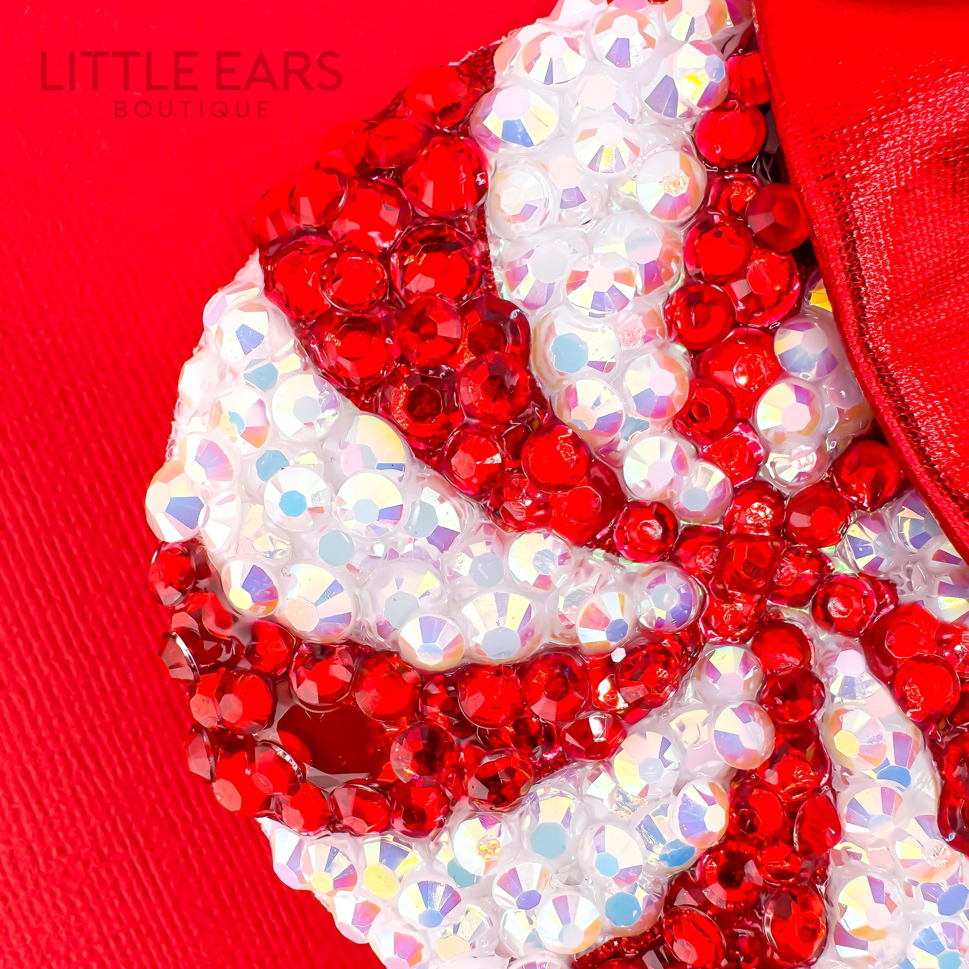 Red Candycane Sparkle Mickey Ears - mickey ears - disney ears - mouse ears headband - little ears boutique