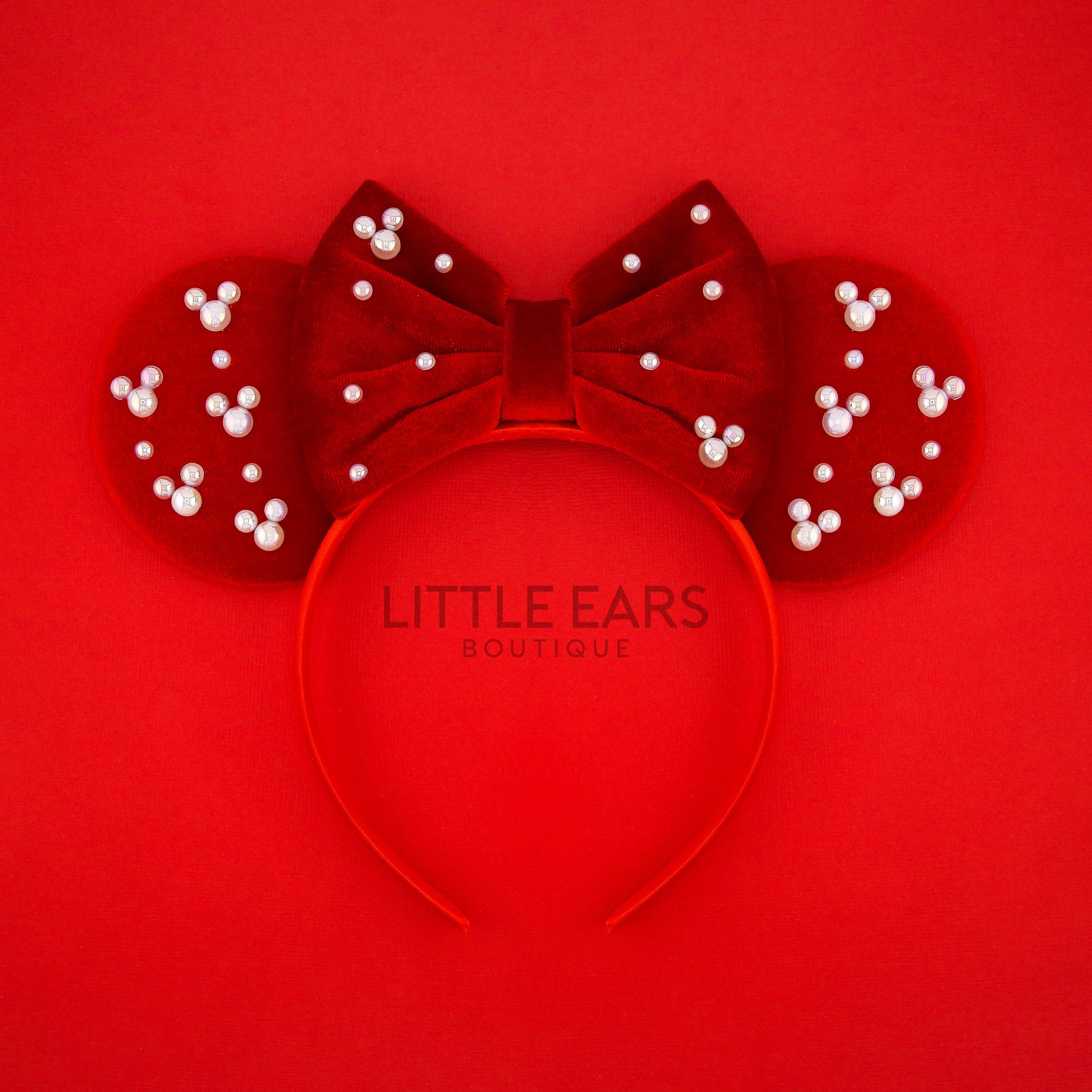 Red Pearls Mickey Ears- mickey ears disney headband mouse