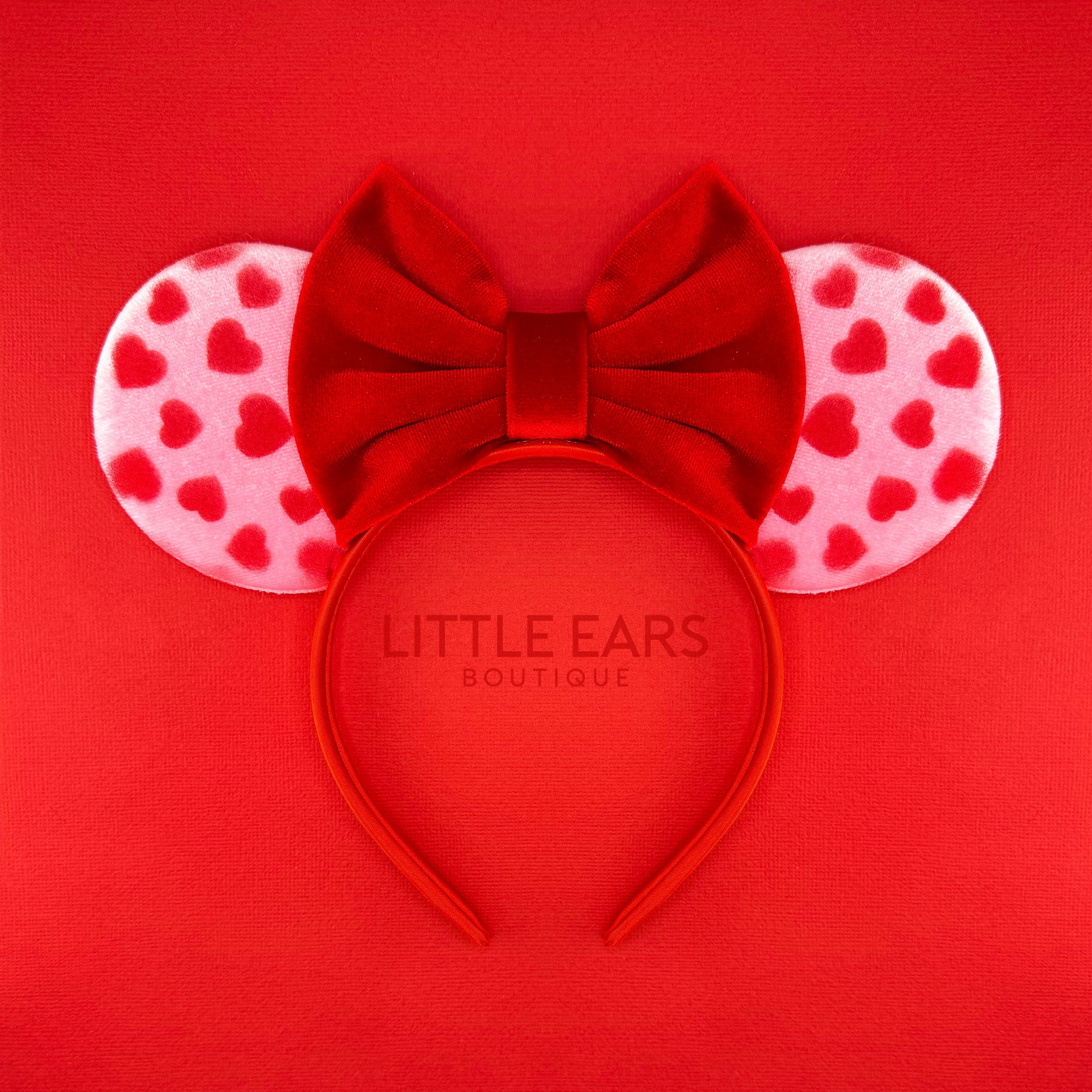 Red & Pink Hearts Velvet Minnie Ears