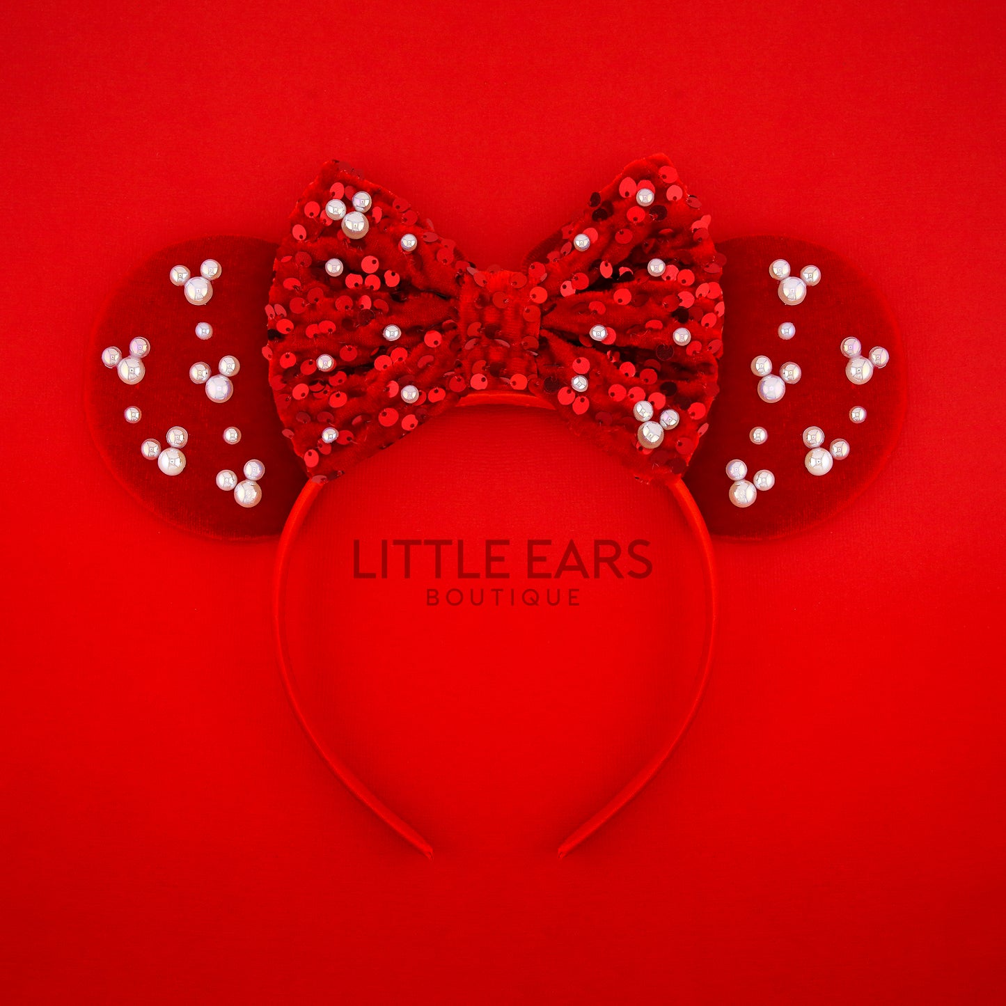 Red Pearls Mickey Ears