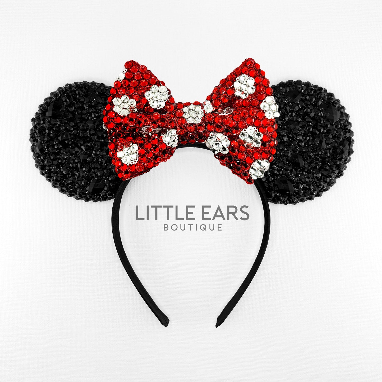 Shiny Black & Minnie Mickey Ears - mickey ears - disney ears - mouse ears headband - little ears boutique