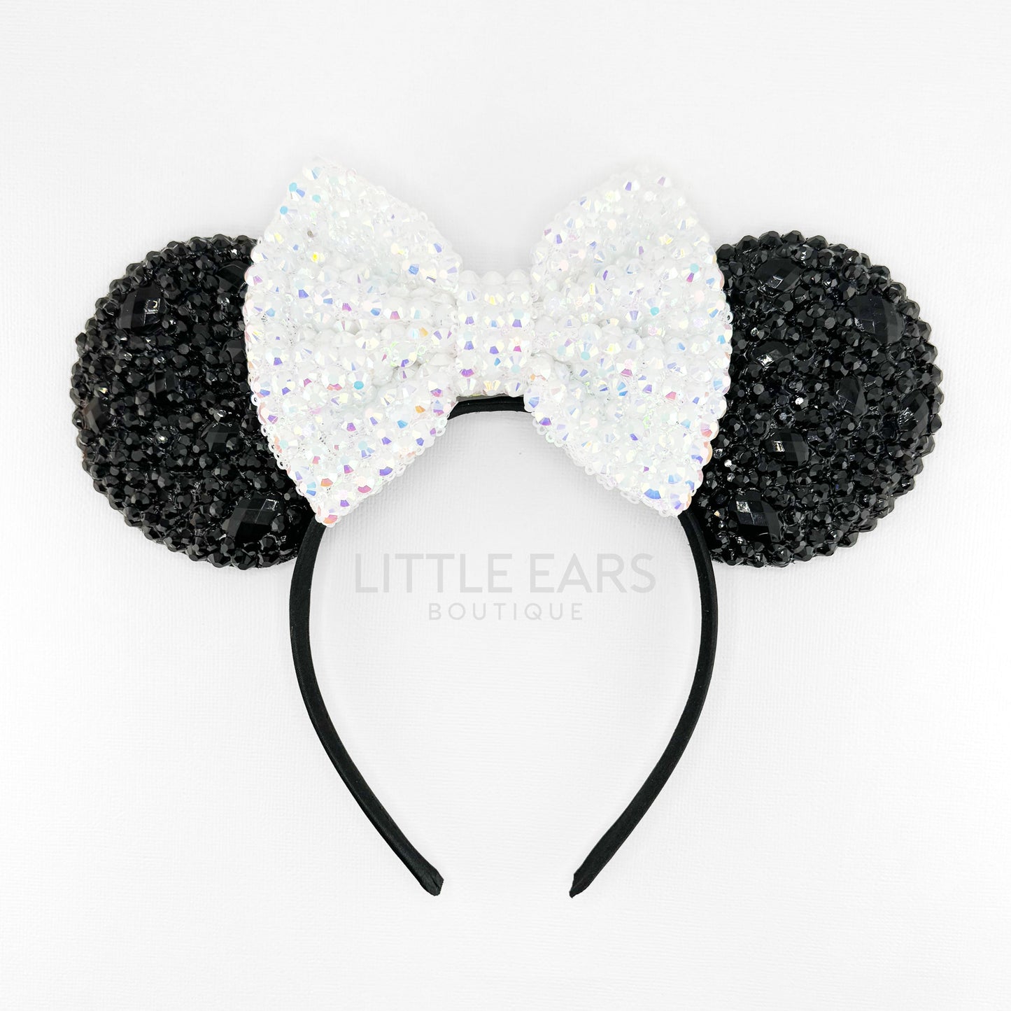Shiny Black & White Mickey Ears - mickey ears - disney ears - mouse ears headband - little ears boutique