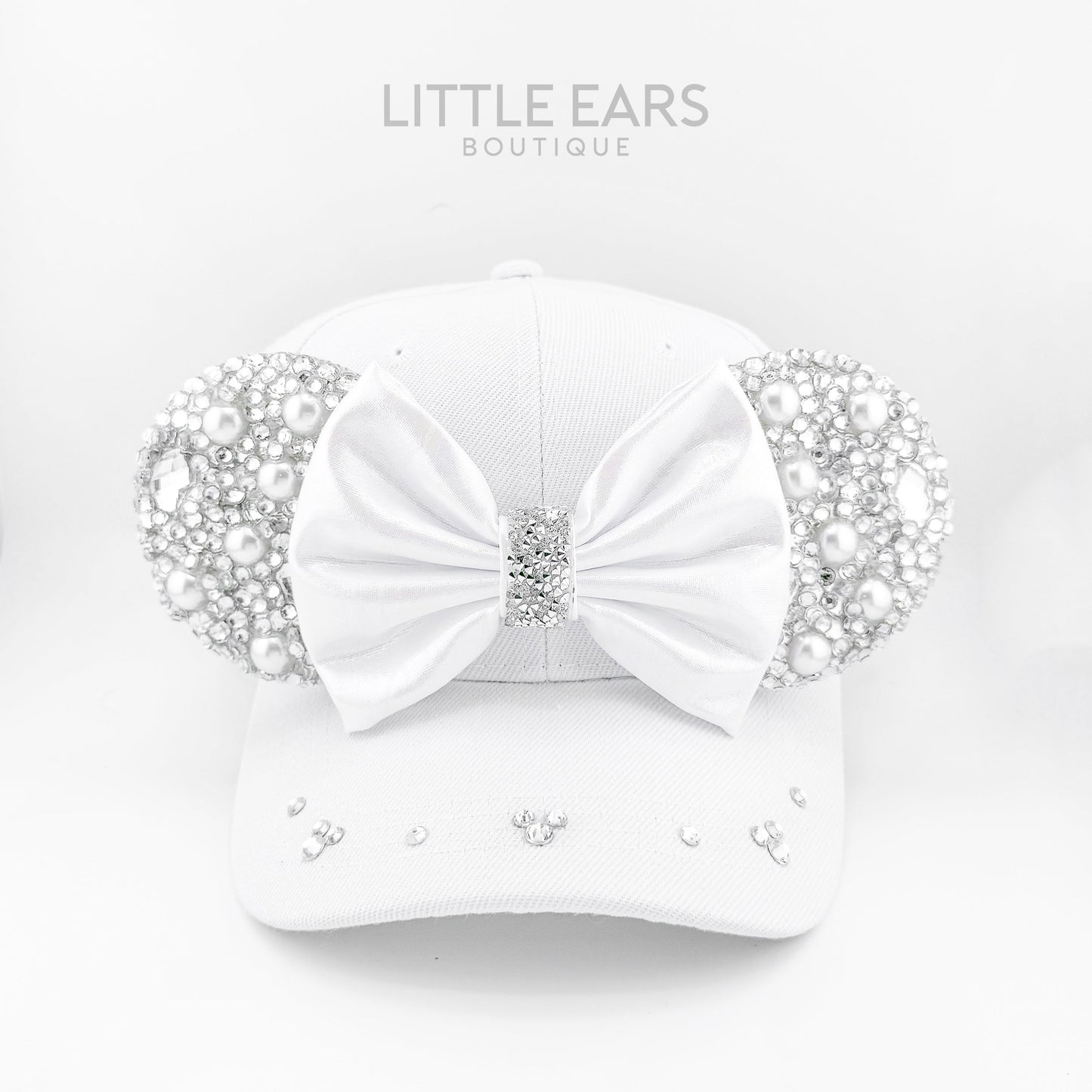 Sparkle Silver & Pearls Mickey Hat - mickey ears - disney ears - mouse ears headband - little ears boutique