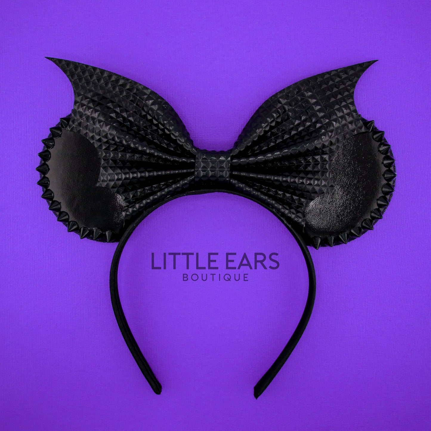 Textured Bat Bow & Spikes Mickey Ears- mickey ears disney headband mouse