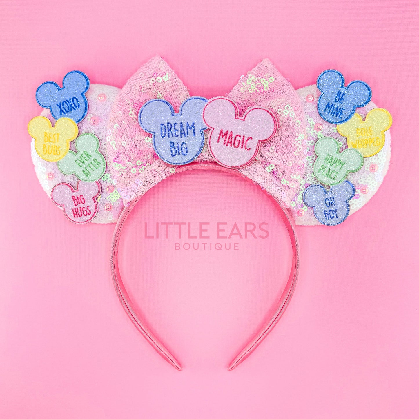 Valentine's Candy Ears - Little Ears Boutique - Handmade Theme Park Inspired Mickey Ears Headband - Valentine's Day Mouse Ears