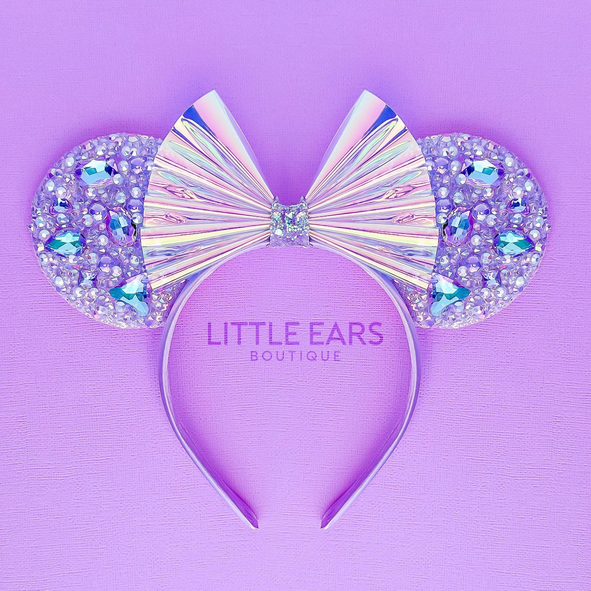 White Iridescent Sparkle Mickey Ears- mickey ears disney headband mouse