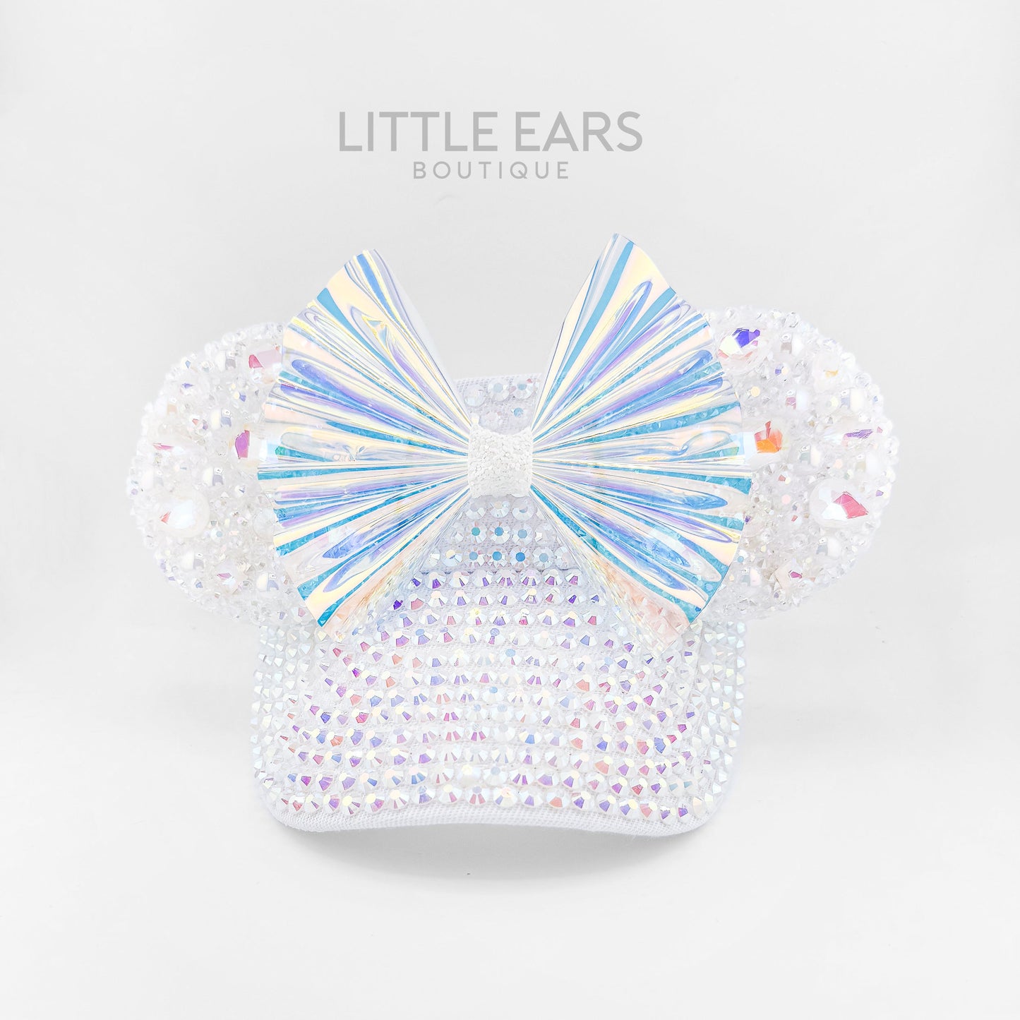 White Iridescent Sparkle Mickey Visor - mickey ears - disney ears - mouse ears headband - little ears boutique